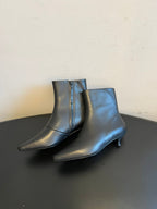 The Row 2025 Heel Leather Ankle Boot Black Calfskin 561612