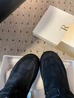 The Row 2025 Ankle Boot Black White Suede Wool 561620