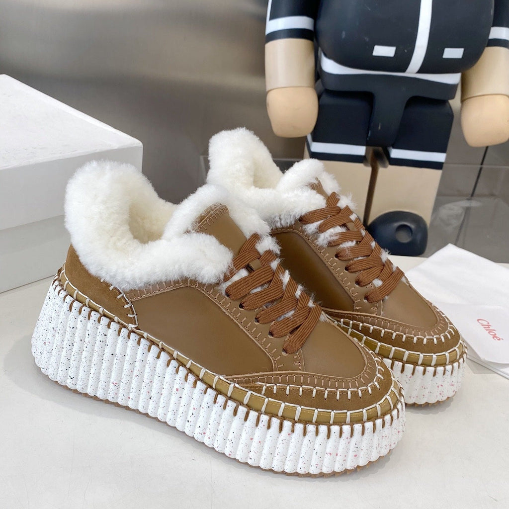 Chloe Nama Sneaker Brown Cowhide Wool 531606