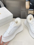 Chloe Nama Sneaker White Cowhide Wool 531607