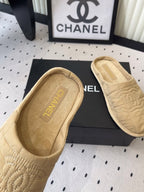 CC New Down-Filled Couple Slippers Beige Technical Fabric