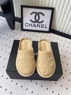 CC New Down-Filled Couple Slippers Beige Technical Fabric