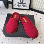 CC New Down-Filled Couple Slippers Red Technical Fabric