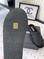CC New Down-Filled Couple Slippers Black Technical Fabric