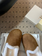 The Row 2025 Loafer Brown White Suede Wool 561629