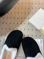 The Row 2025 Loafer Black White Suede Wool 561630