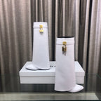 Givenchy Shark-Lock Knee-High Boots White Cowhide 543344