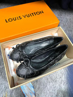 LV Butterfly Knot Black Ballet Flat Black Monogram Sheepskin