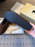 The Row 2025 Stella slip-on Shoe Brown Suede Wool 561642