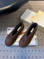 The Row 2025 Stella slip-on Shoe Brown Suede Wool 561642