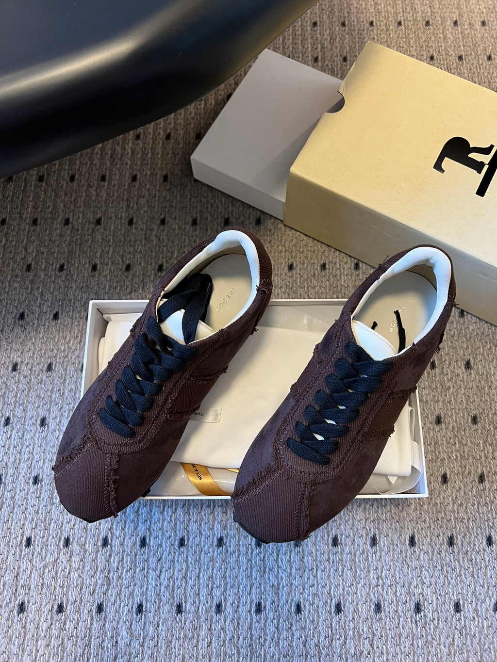 The Row 2025 Smiley Face Sneaker Gray Suede 561650