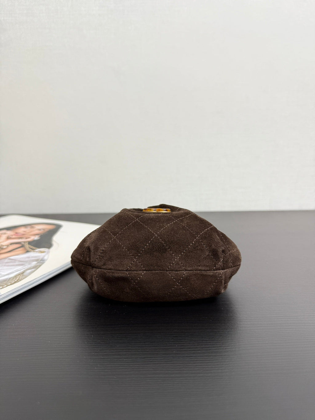 Chanel 2026 Pouch 24cm Dark Brown Tortoiseshell Suede Effect Plexi