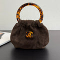 Chanel 2026 Pouch 24cm Dark Brown Tortoiseshell Suede Effect Plexi