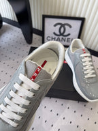 Pra 2025 Sneaker Glossy Gray Patent Leather Mesh 554583