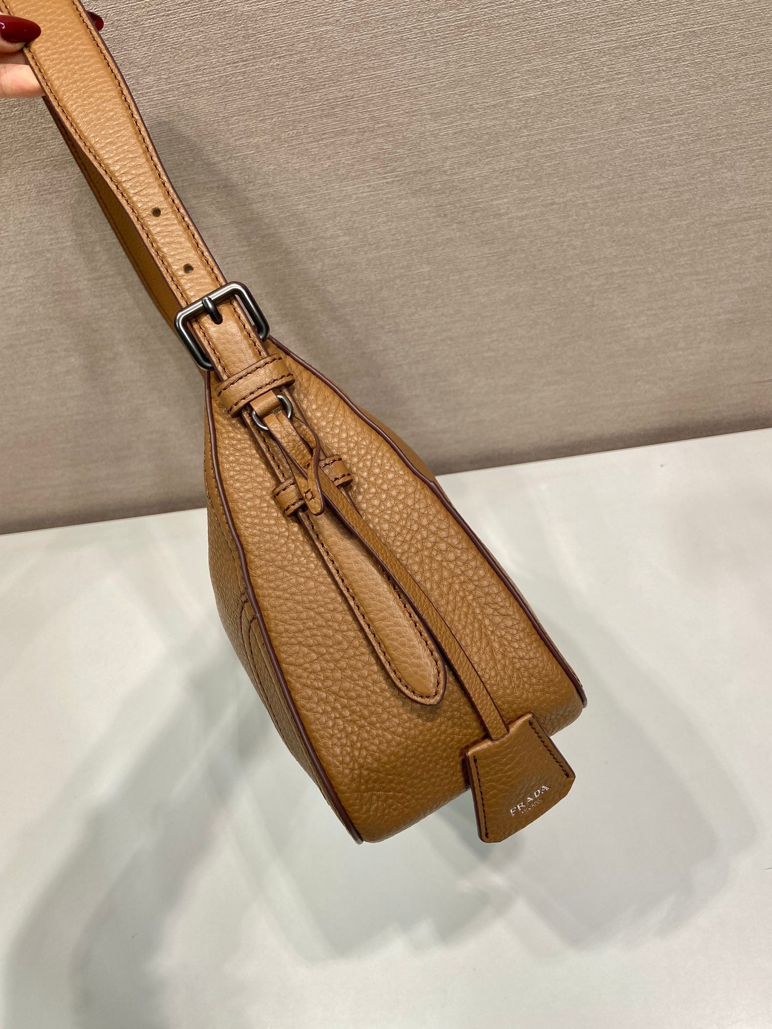 Prada Aimèe Large Shoulder 36cm Bag Brown Cowhide