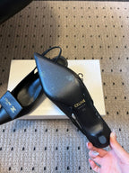 Celine Signature Slingback 5cm Black Lambskin 619637