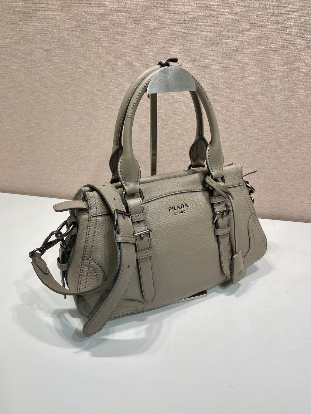 Prada Large Tote Bag 35cm Taupe Leather