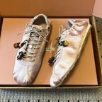 Miu Miu 2026 Plume Sneaker With Floral Charm Pink Satin 621345