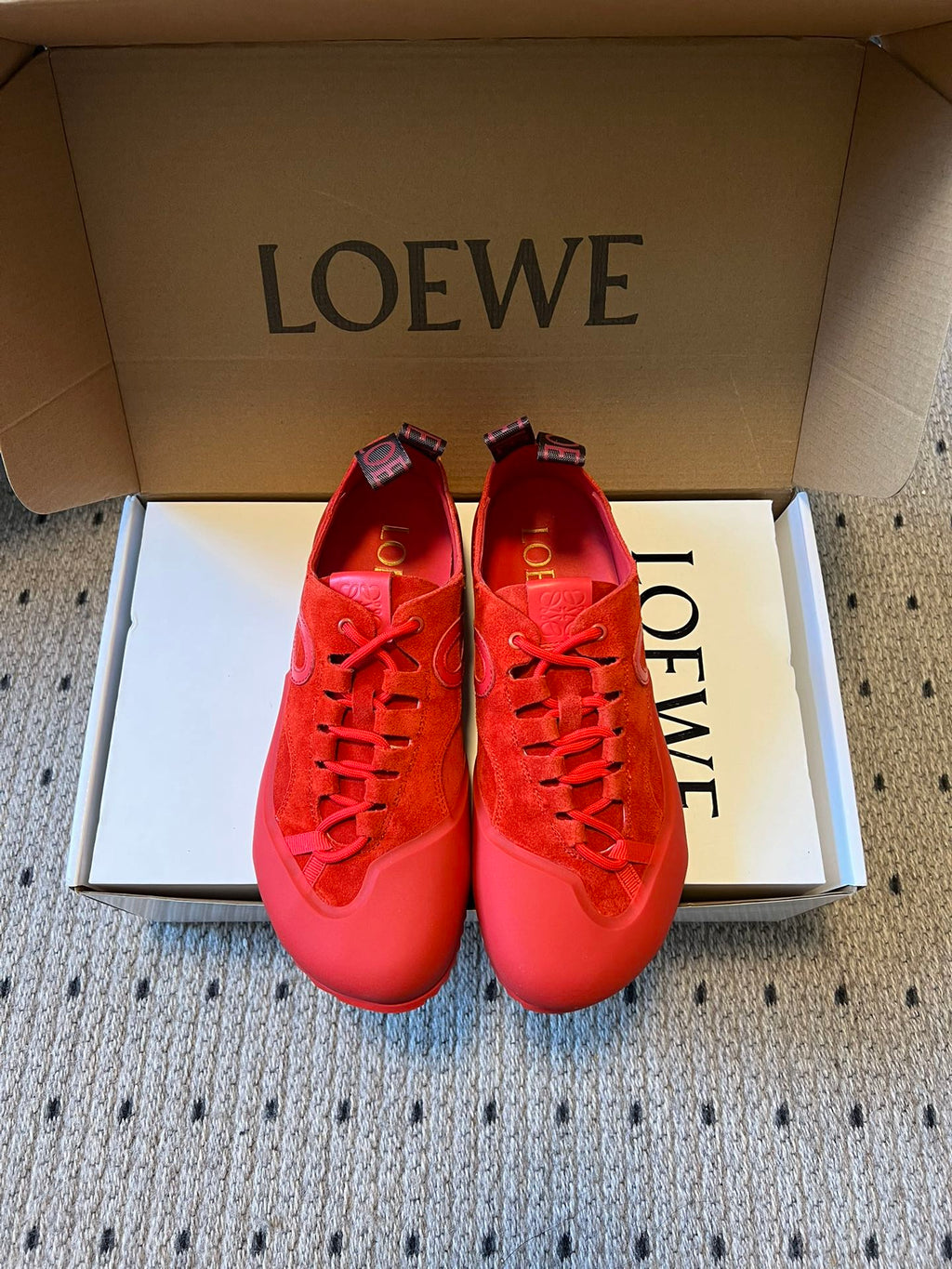 LOEW 26s Flow Sneaker Red Suede Sheepskin 678376