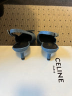 Celine Signature Slingback 5cm Blue Denim 619638