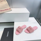 CC Flat Sandals Pink Knitted Sheepskin 628642