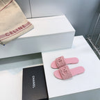 CC Flat Sandals Pink Knitted Sheepskin 628642