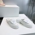 CC Loafers Half-Slip Sandals White Wool Sheepskin 628646