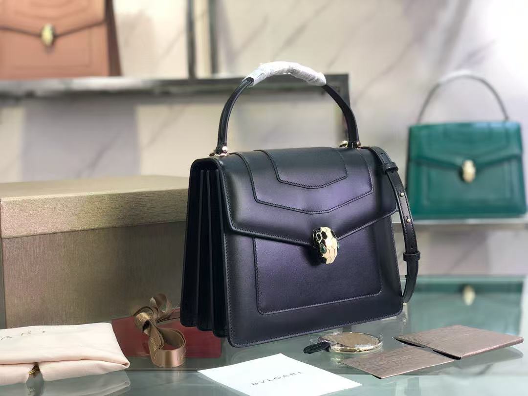 BVL Serpenti Forever Top Handle Bag 25 cm Black Calfskin GHW 188651