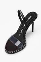 Alexander Wang Nova Logo Sandal in Black Leather