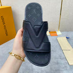 LV Oasis Mule Black Calfskin Monogram Embossed Canvas