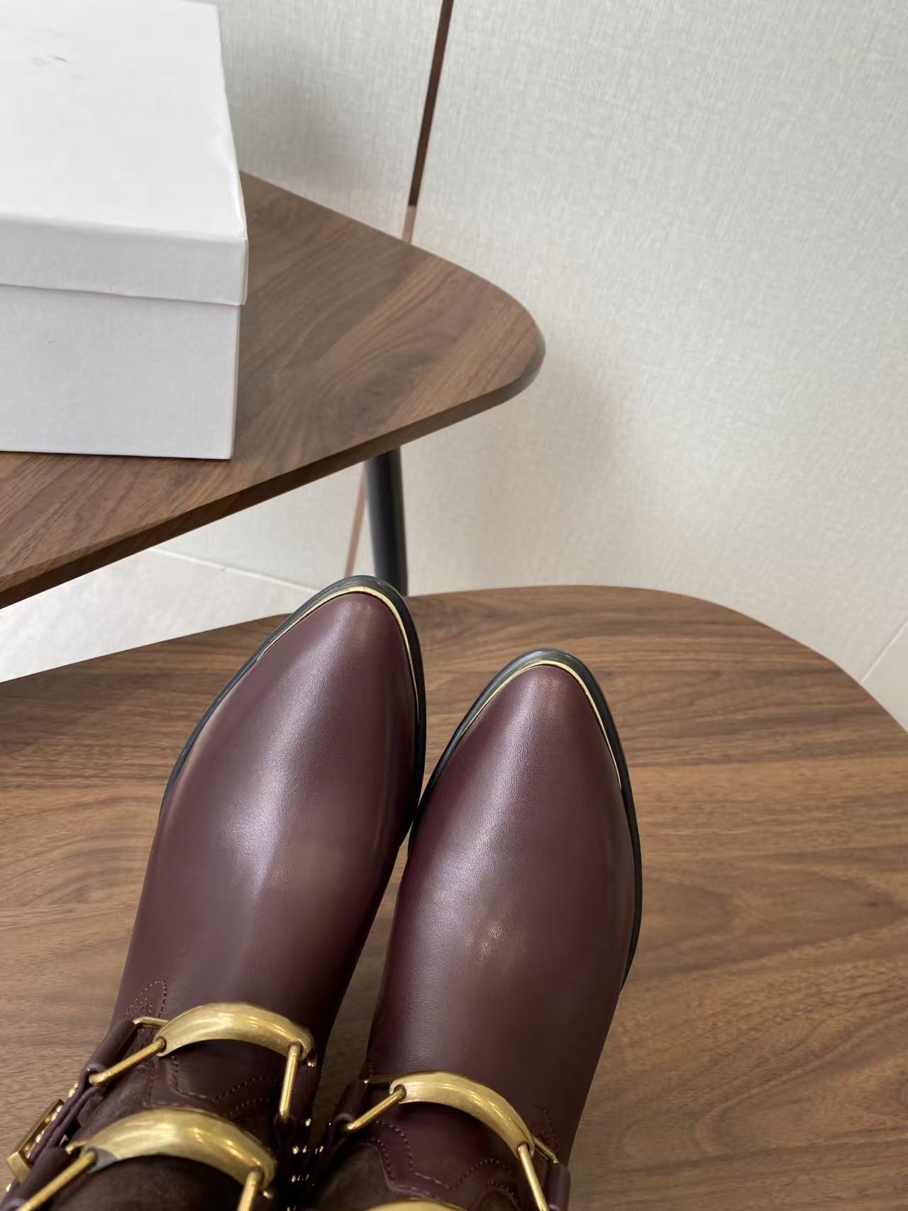 Isabel Marant Meixa Boots Santiag 30mm Burgundy Leather and Metal