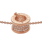 ZERO 1 PINK GOLD PENDANT NECKLACE WITH PAVED DIAMONDS