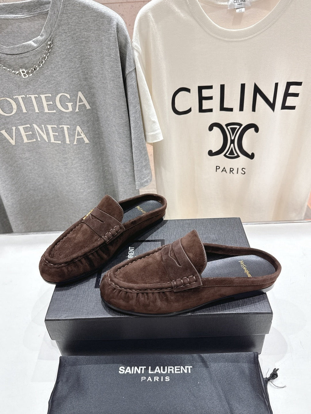 YSL Loafer Cassandre Dark Brown Suede