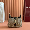 GG Jackie Notte Mini Crystal Bag Beige Brown Canvas