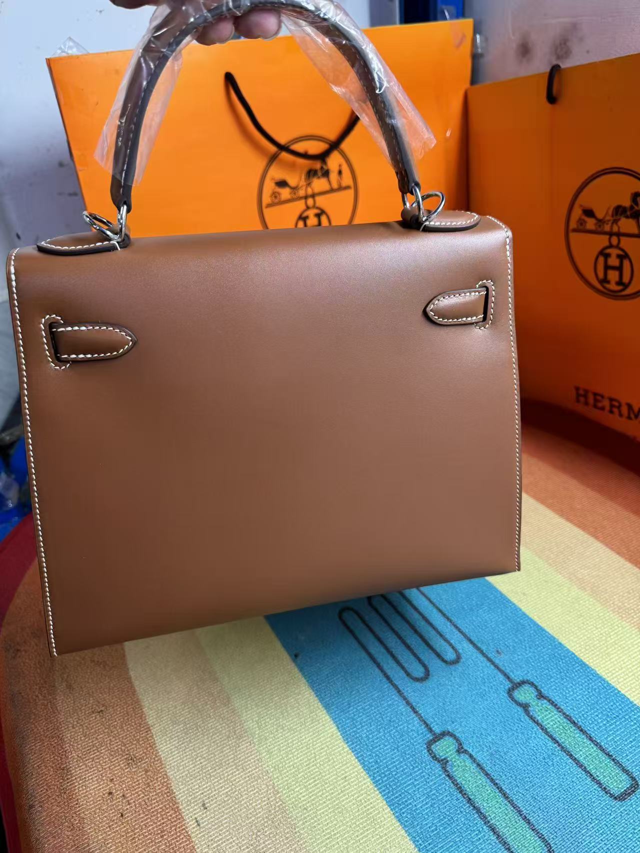 HM Birkin 25cm Brown Calfskin Sliver Hardware