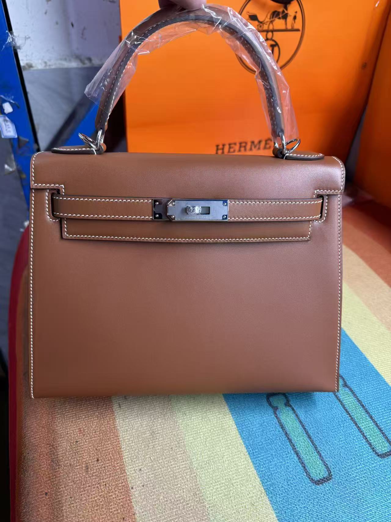 HM Birkin 25cm Brown Calfskin Sliver Hardware