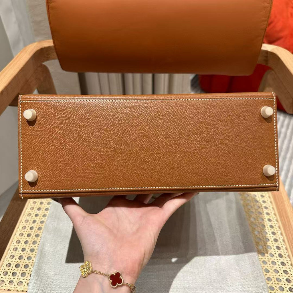 HM Mini Kelly 28cm Caramel Coating Togo Leather Gold Hardware
