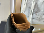 Pra Gold Logo-Stamp Card Holder Brown Saffiano Leather