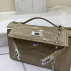 HM Kelly 22cm Gris Tourterelle Crocodile Leather (12 day production)