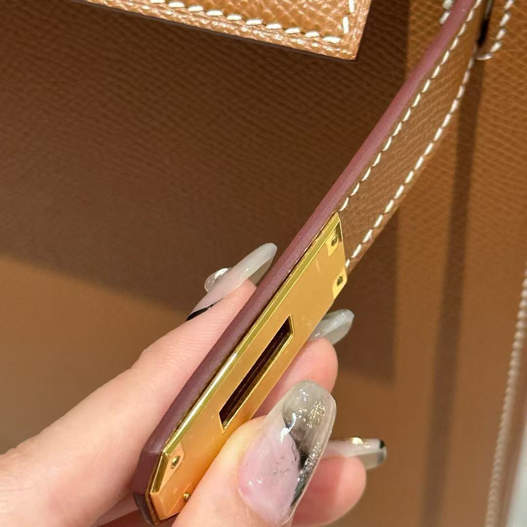 HM Mini Kelly 28cm Caramel Coating Togo Leather Gold Hardware