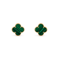 CLOVER MINI MALACHITE GOLD EARRINGS