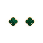 CLOVER MINI MALACHITE GOLD EARRINGS