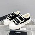 CC Sneaker Thick-Soled White Black Suede Wool Lining Fleece