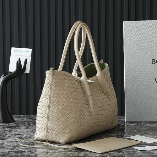 BV Pinacoteca Bag 43cm Beige Intrecciato Calfskin & Suede