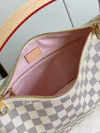 Slouchy PM 33cm Black White Damier Azur Coated Canvas & Cowhide