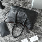 BV Pinacoteca Bag 43cm Black Intrecciato Calfskin & Suede