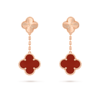 CLOVER EARRINGS GOLD AND CARNELIAN