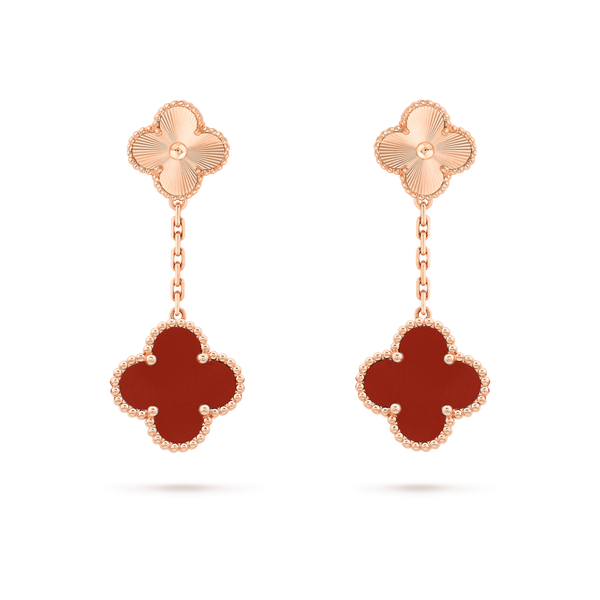 CLOVER EARRINGS GOLD AND CARNELIAN