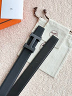 HM Buckle Belt Black Calfskin 187504