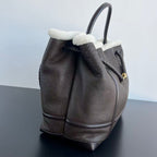 BV Andiamo Large Brown White Fur Leather
